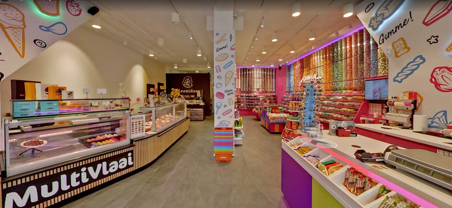 Binnenkant winkel met de formule Jamin/Multivlaai/Leonidas  