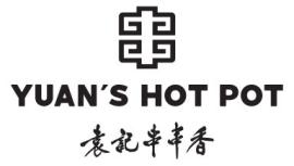 Logo van Yuan's Hot Pot met een grafisch symbool en Chinese karakters eronder.