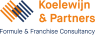 Logo van Koelewijn & Partners met de tekst Franchise Consultancy & Support en een grafisch ontwerp van gekleurde lijnen.