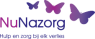 Logo van Nunazorg met paarse vlinders en de tekst Hulp en zorg bij elk verlies.