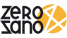 Zero&Sano logo met zwarte tekst en een oranje cirkelvormig ontwerp aan de rechterkant.