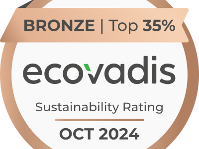 EcoVadis bronzen medaille voor top 35% duurzaamheidsbeoordeling, oktober 2024.