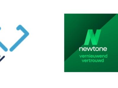 Logo's van NFV en Newtone Groep, met de tekst vernieu­wend vertrouwd op het Newtone logo.