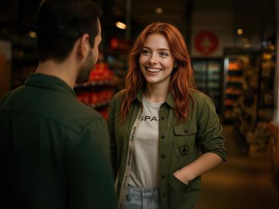 SPAR mederwerker in gesprek met klant 