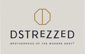 Dstrezzed logo met octagon symbool en slogan Brotherhood of the Modern Gent.
